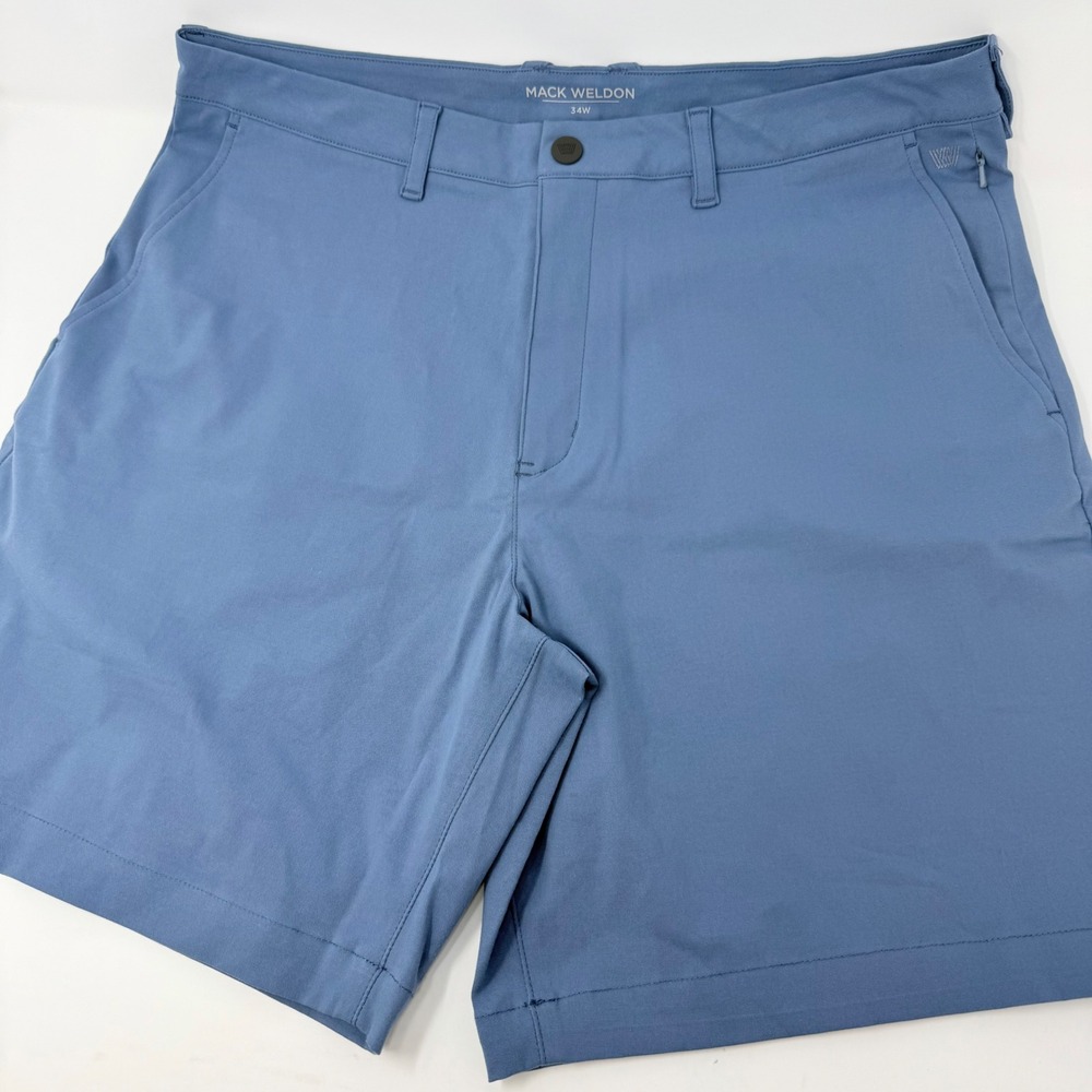 Mack Weldon Radius Shorts Mens 34 Slate Blue Tech Stretch Performance Casual